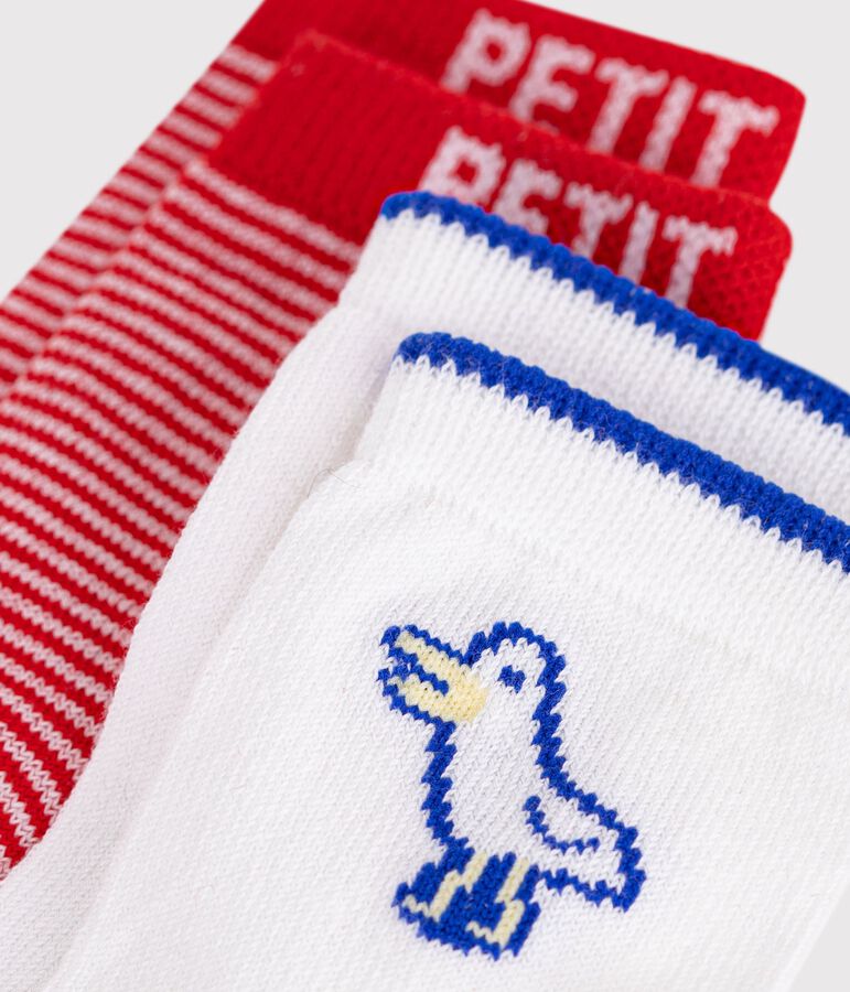 Set van 2 paar katoenen babysokken met meeuwtjes en strepen multicouleur