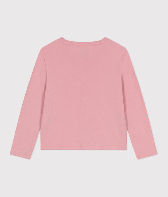Effen katoenen cardigan voor kinderen roze CHARME