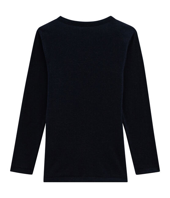 T-shirt met lange mouwen kinderen van katoen wol zijde blauw SMOKING