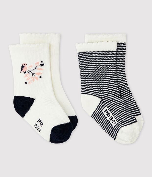 Set van 2 paar sokken met motiefje voor baby meisje multicouleur