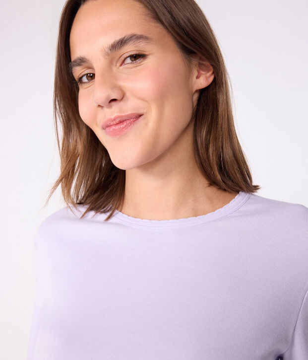 Tee-shirt femme l'iconique cocotte en coton manches longues violet clair