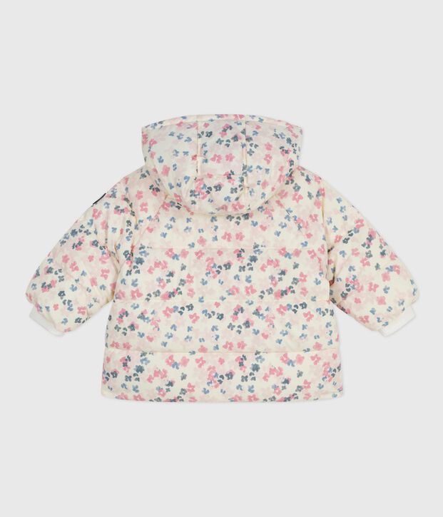 Doudoune b&eacute;b&eacute; imprim&eacute;e fleurs capuche amovible &eacute;cru/multicouleur