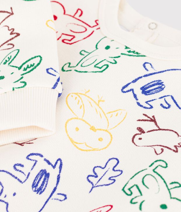 Sweatshirt b&eacute;b&eacute; en coton imprim&eacute; animalier &eacute;cru/multicouleur