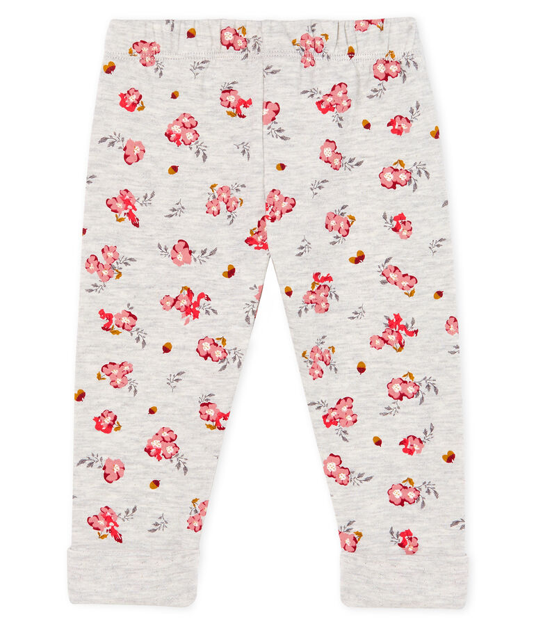 Pantalon en tubique imprim&eacute; b&eacute;b&eacute; fille gris BELUGA/blanc MULTICO CN