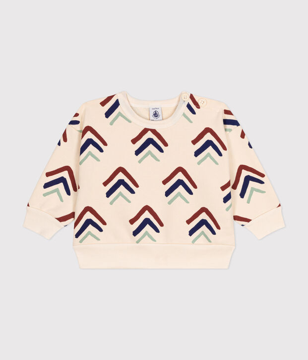 Fleece sweatshirt voor baby's ecru/blauw/multicouleur
