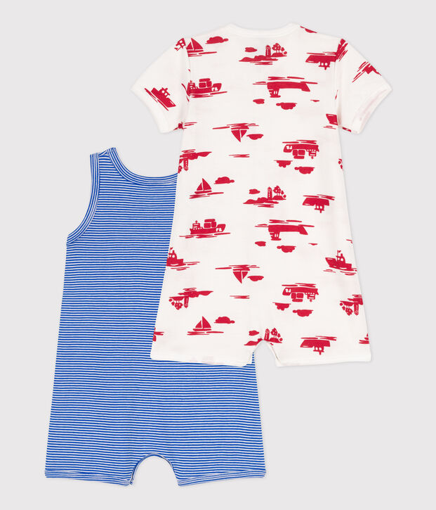 Set met 2 korte playsuits van katoen voor baby's multicouleur