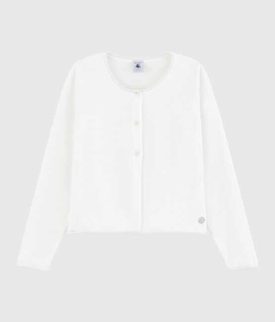 Katoenen cardigan voor meisjes wit MARSHMALLOW