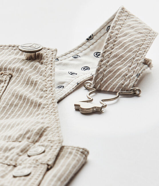 Korte salopetteshort voor babyjongens grijs MINERAI/wit LAIT