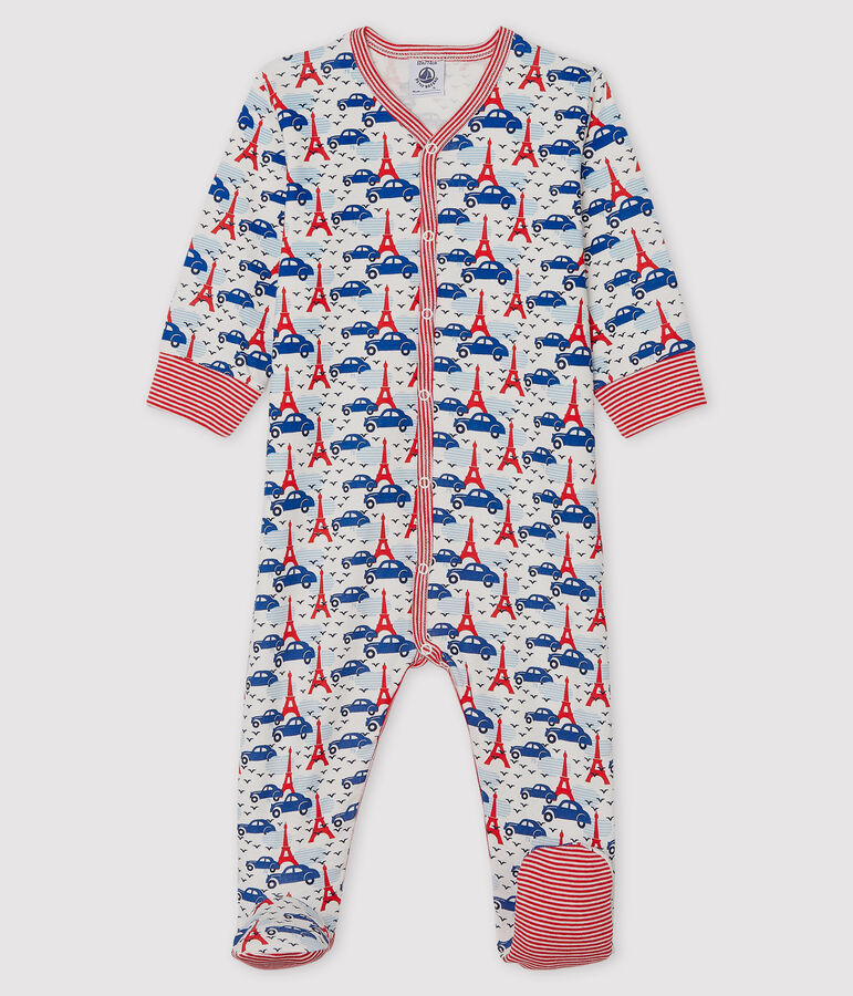 Babypyjama van ribstof wit MARSHMALLOW/wit MULTICO