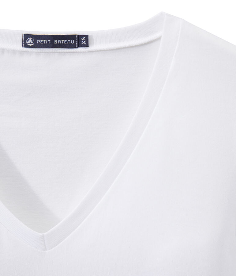 T-shirt femme COL V en jersey fin blanc