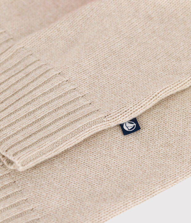 Pull laine et coton femme &eacute;cru/rouge