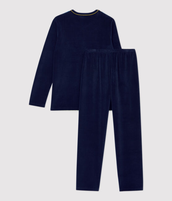 Fluwelen jongenspyjama gestreept blauw SMOKING/wit MULTICO