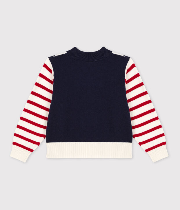 Pull marin en coton enfant fille / gar&ccedil;on blanc/multicouleur