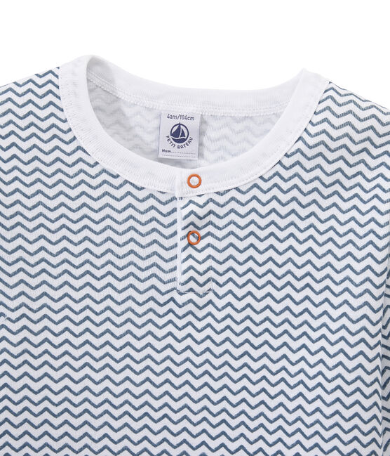 Pyjama garçon imprimé graphique blanc ECUME/bleu ASTRO