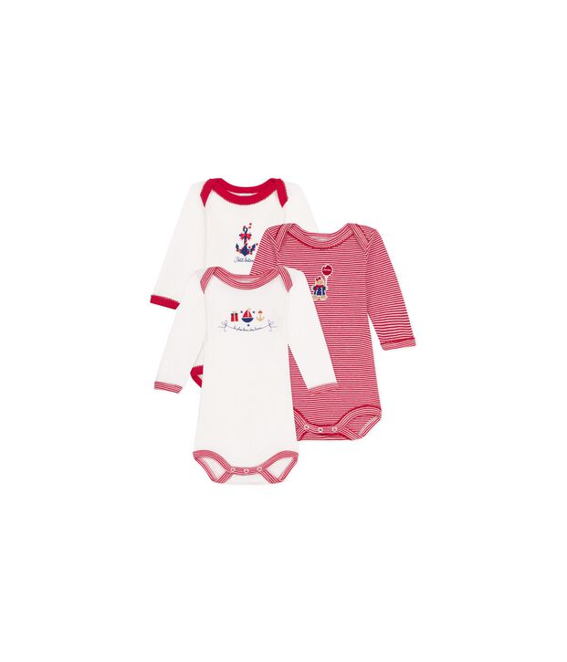 Lot de bodies manches longues en coton imprim&eacute; multicouleur