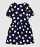 Tubic meisjesjurk met korte mouwen blauw SMOKING/wit MULTICO