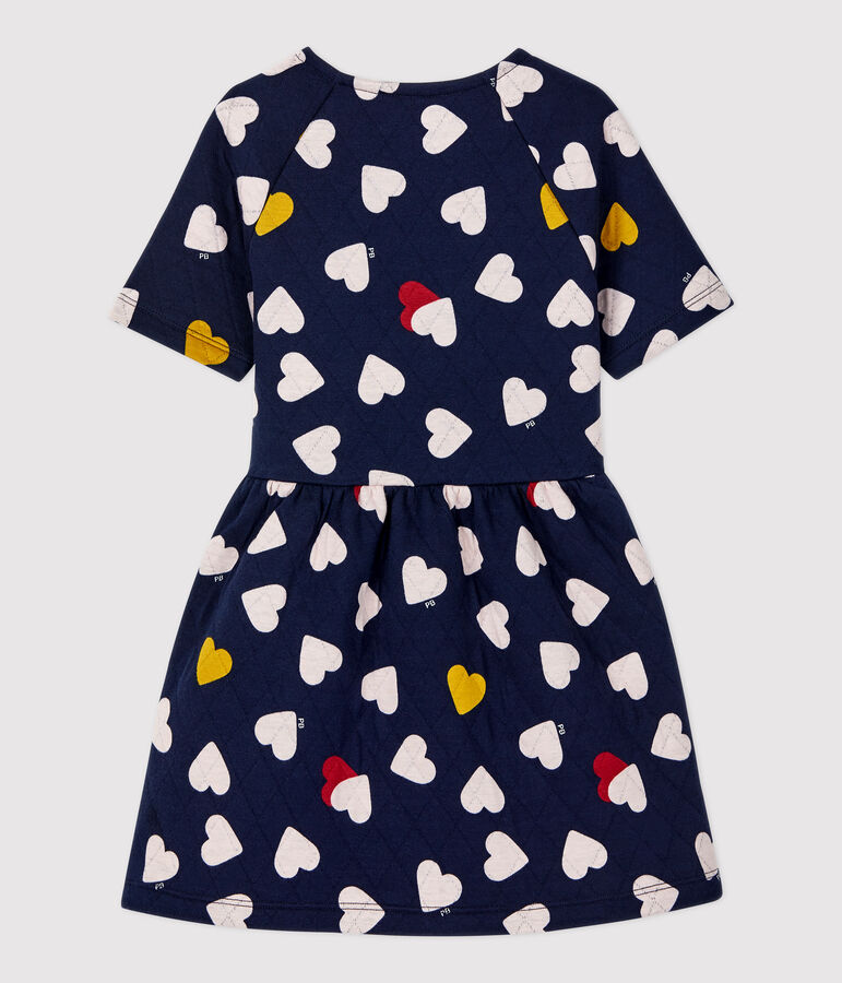 Tubic meisjesjurk met korte mouwen blauw SMOKING/wit MULTICO