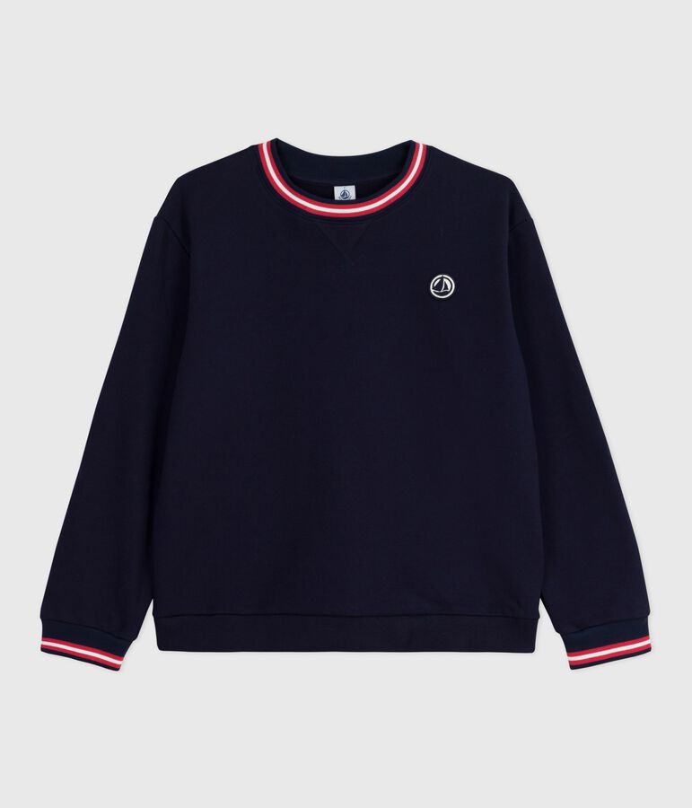 Sweatshirt femme en coton uni bleu