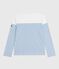 Katoenen T-shirt met lange mouwen en matrozenstreepjes voor dames wit MARSHMALLOW/blauw ALASKA