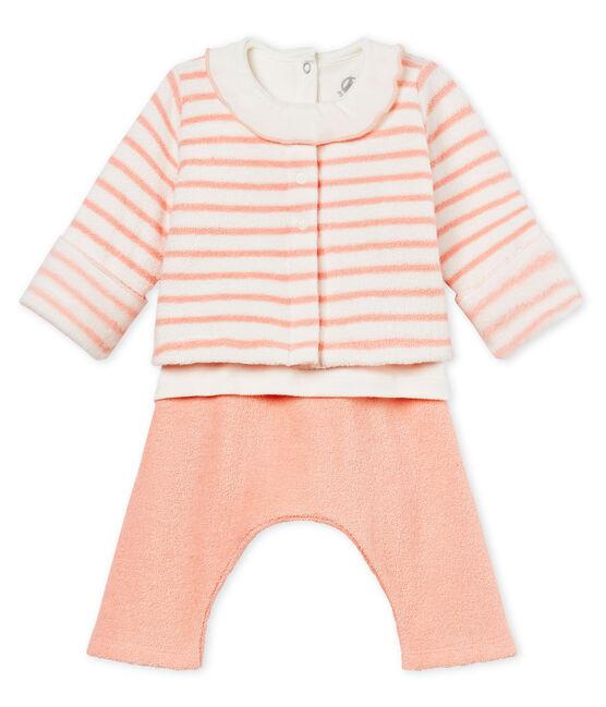 Ensemble 3 pièces bébé fille blanc MARSHMALLOW/rose ROSAKO CN