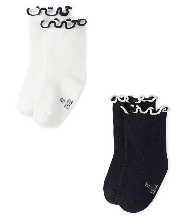 Set van 2 paar halfhoge sokken voor baby meisje multicouleur