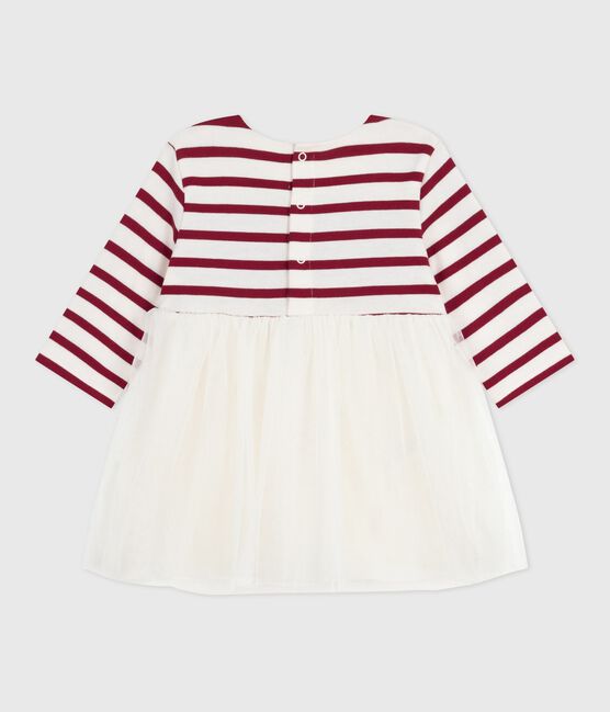 Robe bébé bi-matière manches longues rouge MILK/ AMARANTE