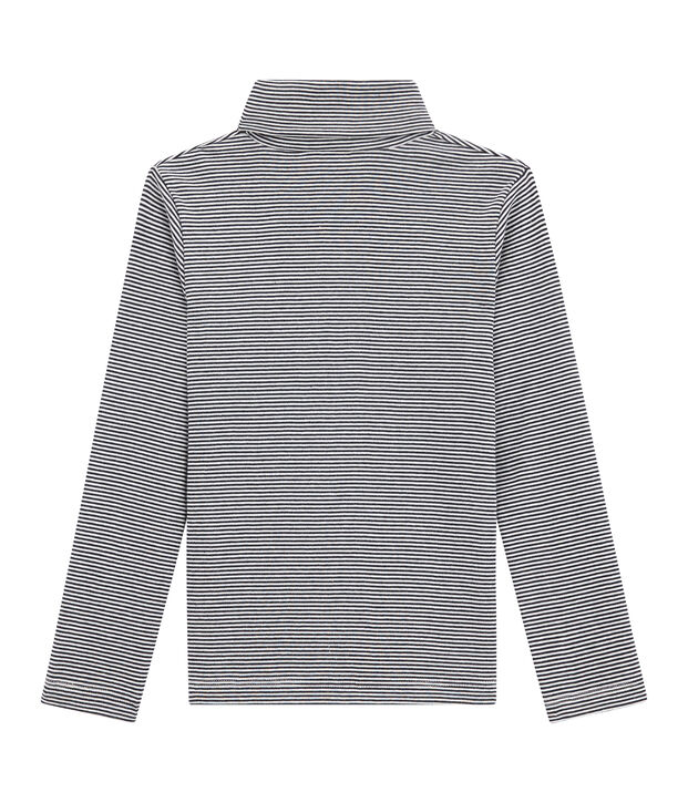 Sous pull col roul&eacute; enfant bleu/blanc