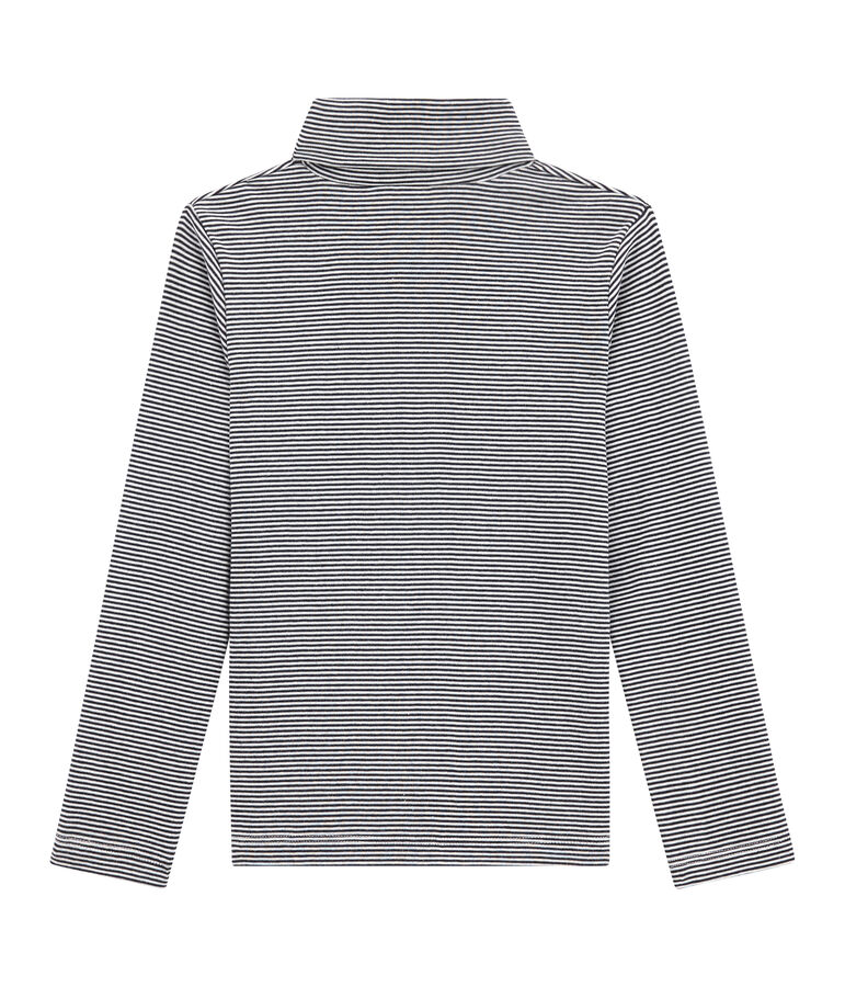 Sous pull col roul&eacute; enfant bleu SMOKING/blanc MARSHMALLOW