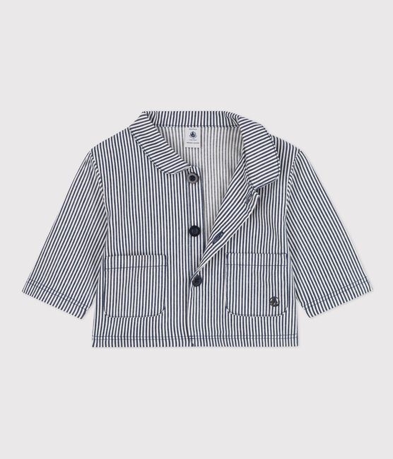 Veste courte bébé en toile rayée bleu MEDIEVAL/blanc MARSHMALLOW
