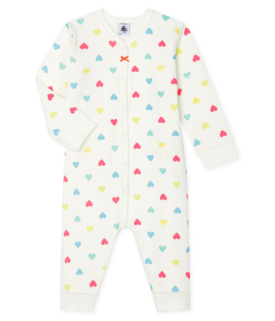 Slaappakje zonder voetjes in tubic babymeisje wit MARSHMALLOW/wit MULTICO
