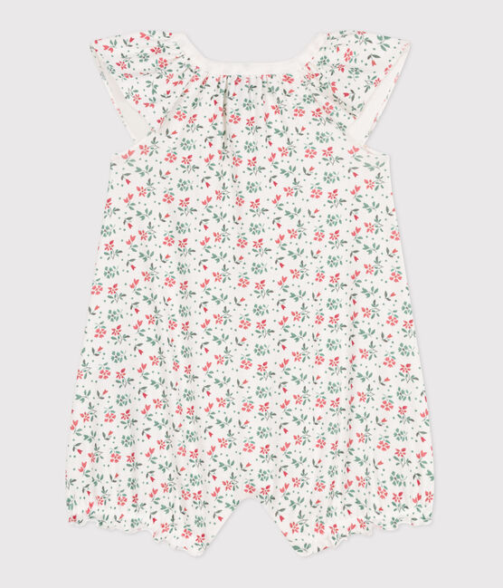 Kort babypakje van katoen met met bloemenprint wit MARSHMALLOW/wit MULTICO
