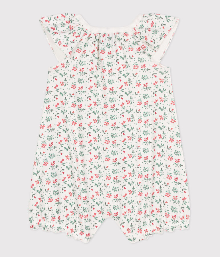 Combinaison courte b&eacute;b&eacute; en coton fleuri blanc/multicouleur