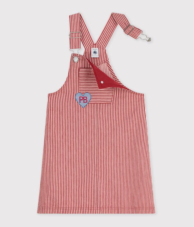 Katoenen kindersalopettejurk met strepen roze/roze