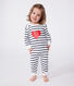 Pyjama bébé en coton ouverture sans pression cœur