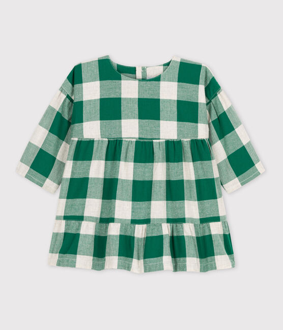 Robe manches longues bébé à carreaux en flanelle MATCHA/ AVALANCHE