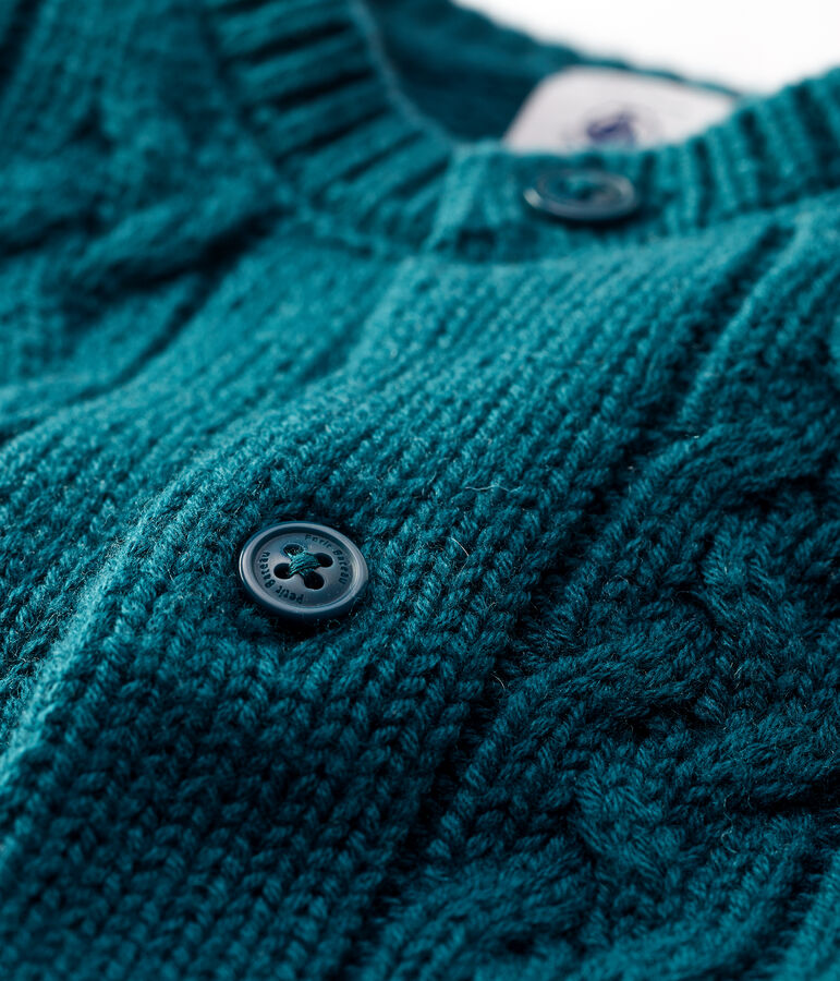 Cardigan en laine et coton b&eacute;b&eacute;. vert PINEDE