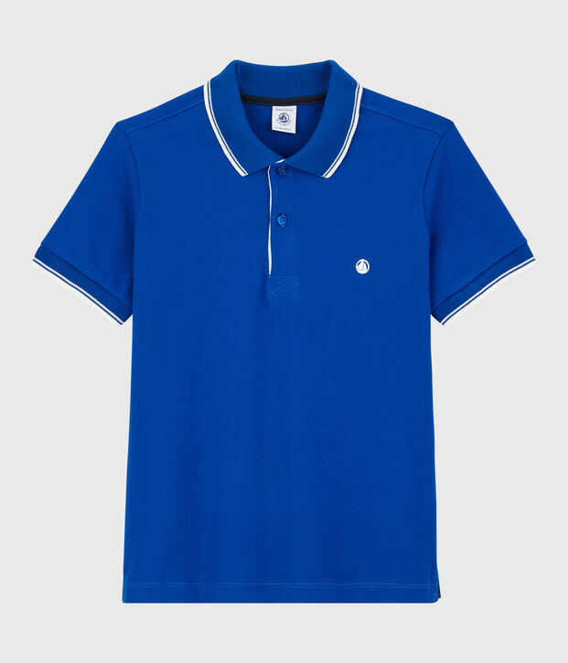 Polo manches courtes enfant gar&ccedil;on bleu