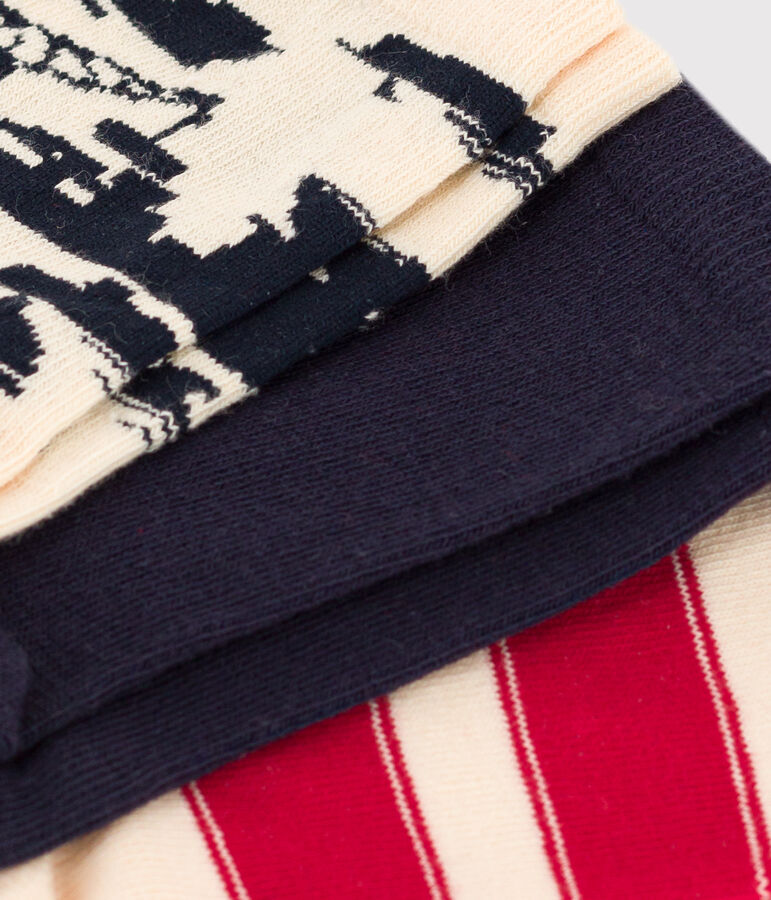 Lot de 3 paires de chaussettes port en jersey de coton enfants multicouleur