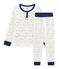 Jongenspyjama met hoge taille van molton wit MARSHMALLOW/wit MULTICO