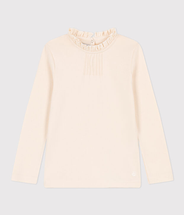 Tee-shirt manches longues en coton enfant fille &eacute;cru