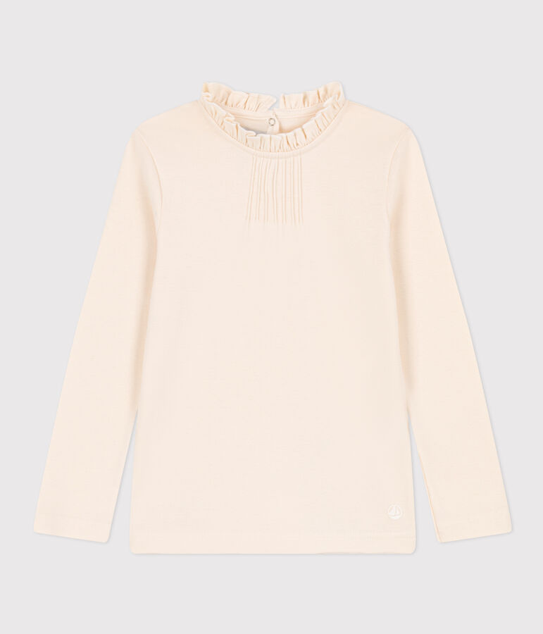 Tee-shirt manches longues en coton enfant fille &eacute;cru AVALANCHE