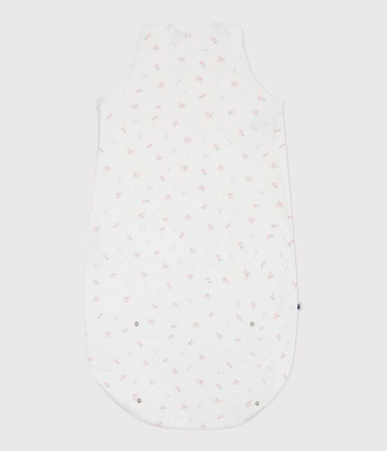 Katoenen babytrappelzak met bloemenprint TOG 0.5 wit MARSHMALLOW/wit MULTICO