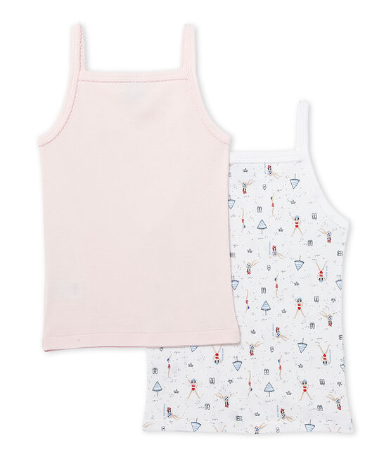 Lot de 2 chemises à bretelles fille blanc .