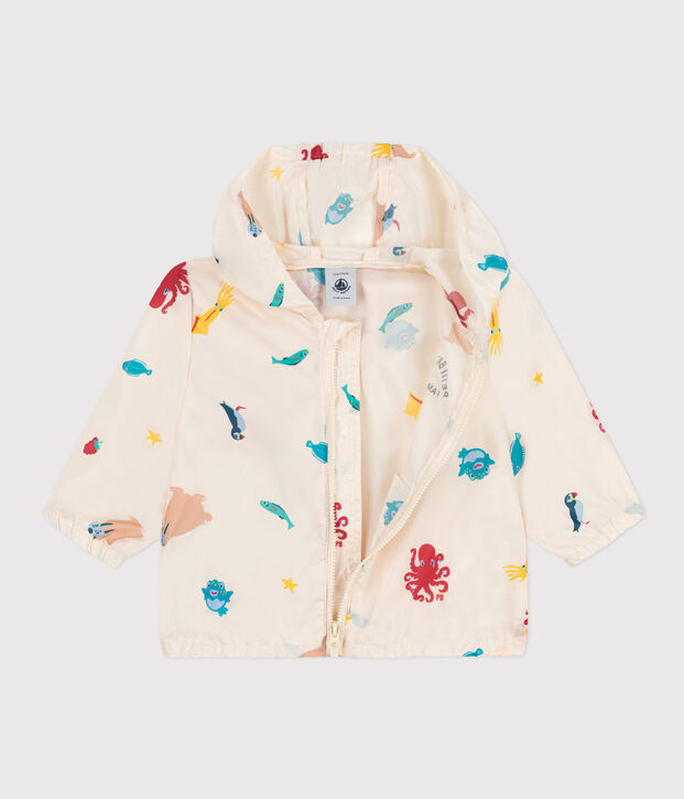 Coupe-vent b&eacute;b&eacute; anti-UV en polyester recycl&eacute; &eacute;cru/multicouleur