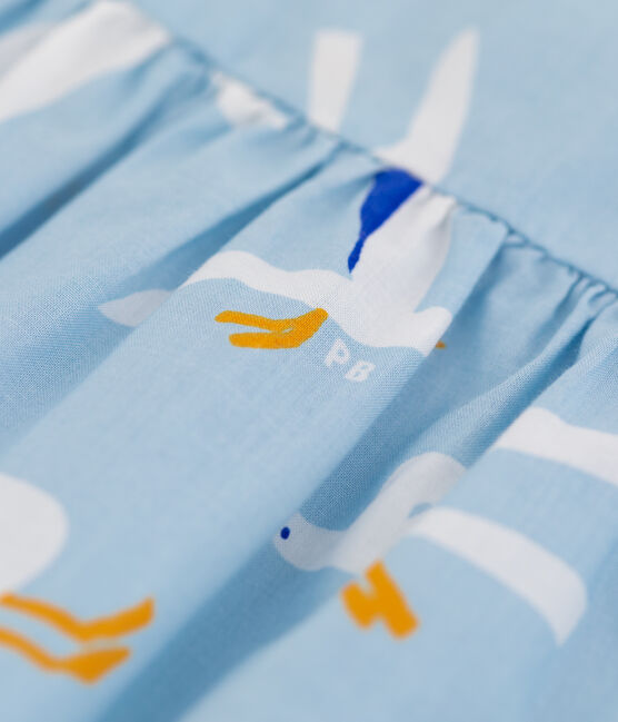 Blouse van popeline met korte mouwen voor babymeisjes blauw JASMIN/wit MULTICO