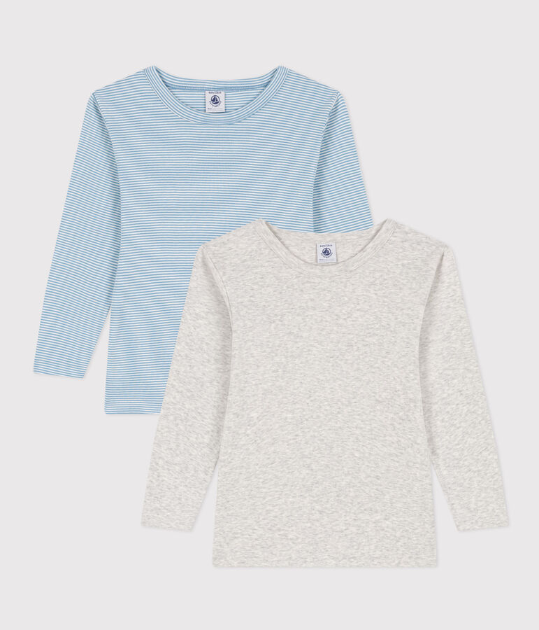 Set van 2 T-shirts voor jongens met lange mouwen in katoen multicouleur