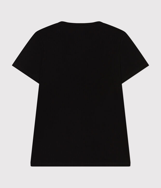 Le Droit, T-shirt met korte mouw en V-hals van dunne jersey voor dames zwart