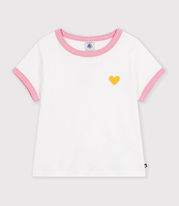 Kinder-T-shirt van effen katoen met korte mouwen wit