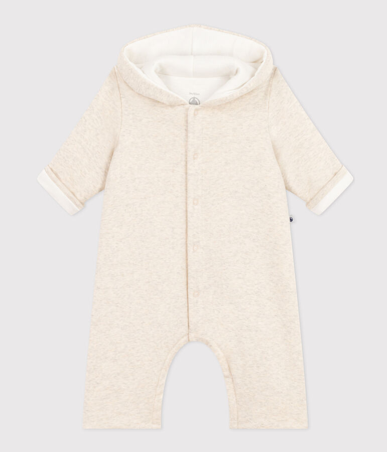 Combinaison longue ouatin&eacute;e &agrave; capuche en coton b&eacute;b&eacute; beige
