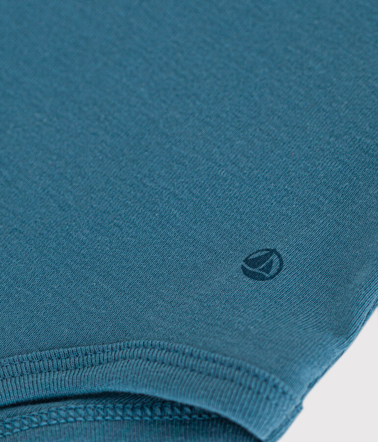 Katoenen body met lange mouwen en claudine-kraag voor baby's blauw